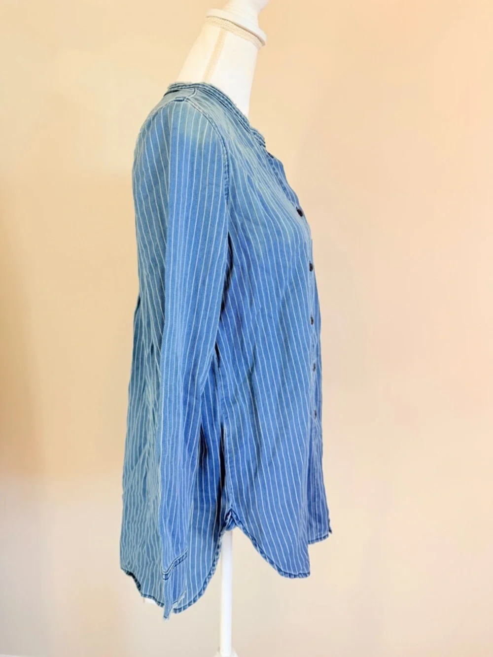 Sandrine Rose Free people striped denim jacket size small oversized soft NWT